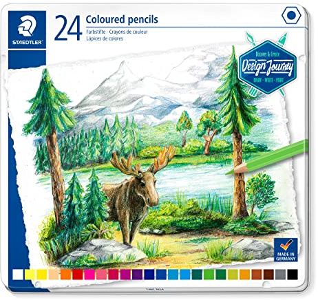 Staedtler Journey 146C - Matite in scatola di metallo, 24 colori assortiti