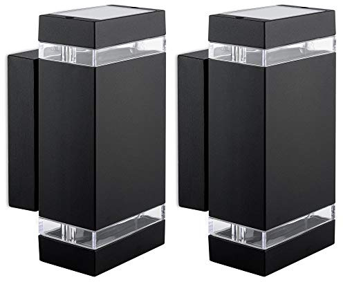 SSC-LUXon ZORA Außenwandleuchte 2 Stück eckig schwarz IP44 3W neutralweiß