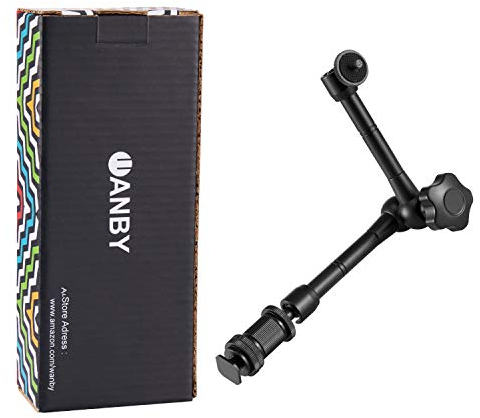 WANBY 11 Inch Articulating Friction Magic Arm Adjustable w/Hot Shoe Mount 1/4'' Tripod Screw for DSLR Camera Rig, LCD Monitor, LED Lights, Flash Light, Microphone, DJI Osmo (11 inch)