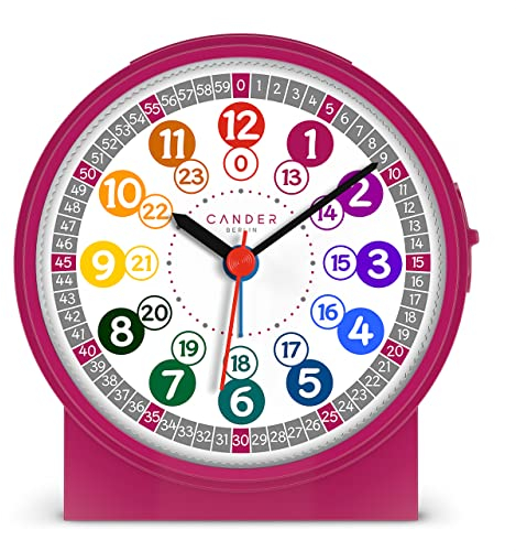 Cander Berlin MNU 1009 M Kinderwecker Wecker Kinder lautlos geräuschlos rosa pink Lernuhr Kinderuhr Licht Snooze Tischuhr Beleuchtung geräuscharm Schlummer