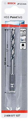 Bosch Professional PointTeQ Hex Drill Bit (for Metal, Ø: 5.5 mm, Total Length: 98 mm, ¼’’ Hex Shank, Accessory for Impact Drivers and Drill Drivers)