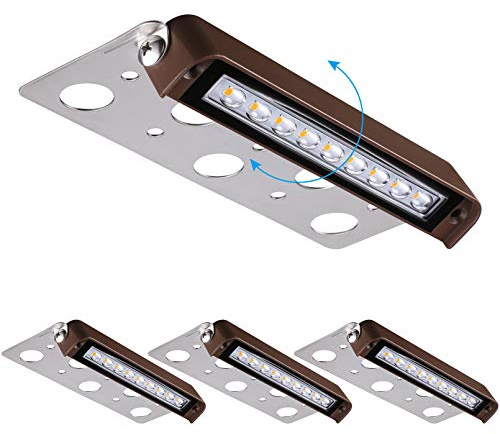 LEONLITE Premium Series 7 Inch 4.5W LED Hardscape Lighting Swivel, Retaining Wall Light, Low Voltage Landscape, 12V Outdoor Step, Hardscape Paver, 5000K Daylight, ETL, Pack of 4