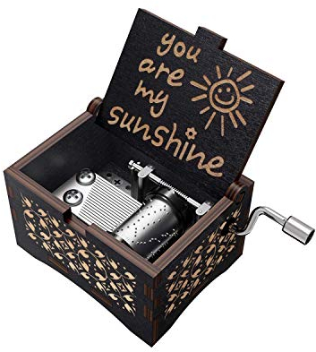 Jieddey Carillon in Legno,Carillon tu Sei Il Mio Sole Carillon Vintage Carillon Classico Regalo Carillon a Manovella di papà Bambino Bambina per Compleanno Natale Decorazione Domestica Noir