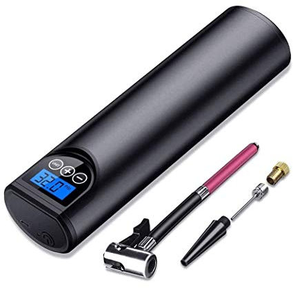 SMSOM Aire del neumático del compresor - eléctrico Handheld portable compresor de aire, Inalámbrico de coches bomba de inflar ruedas con batería recargable, USB cable de alimentación, Indicador de pre