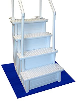 Resilia Stay-Put Swimming Pool Ladder Mat - Non-Slip, Wide Ribbed, Protective Pad, 36 Inches x 36 Inches, 0.125 Inch Thick, Royal Blue