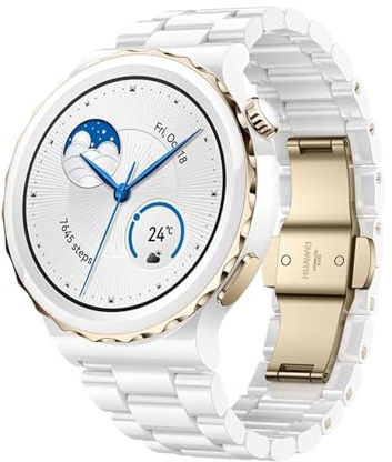 HUAWEI Watch GT 3 Pro 43mm Smartwatch, Keramikgehäuse, Saphirglas, Tauch Modus,Lange Akkulaufzeit, Herzfequenz- und SpO2 Überwachung,Menstruationszyklus Tracker, weißes Keramikband