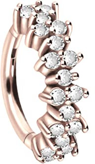 PIERCINGLINE Segmentring Clicker Chirurgenstahl EINGEFASSTE KRISTALLE Piercing Ohr Helix Conch Roségoldfarben 8 mm
