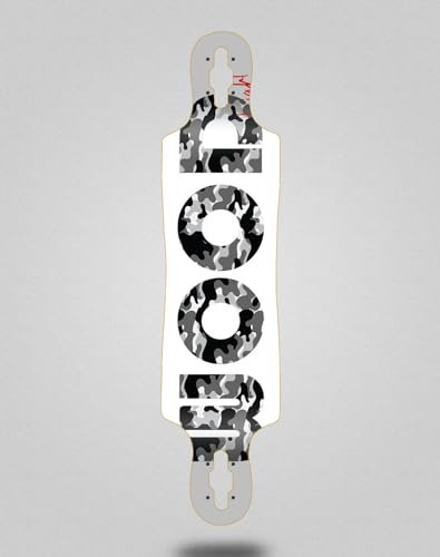 Wood Light Skate Skateboard Longboard Deck 40x9 Drop Icon White Grey