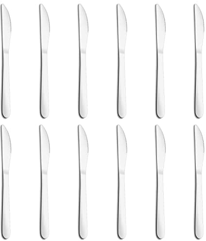 Gymdin 12-Piece Dinner Knives Set, Knife Set (9 Inches), Table Knife, Food Grade Stainless Steel Butter Knives, Knife Silverware for Home/Restaurant/Kitchen, Dishwasher Safe & Mirror Polished
