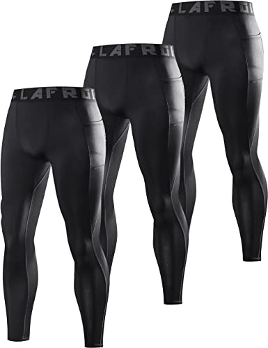 LAFROI 3-Pack Mallas de compresión para Hombre, de Secado rápido, Ajuste Fresco, YSK08 (Pocket Black x3,XXL)