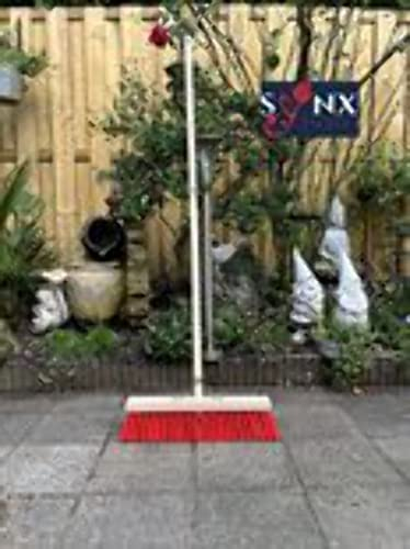 Synx Tools Straßenbesen Nylon Rot 50cm - Besen - Kehrer - Stadtbesen - Außenbesen - Gartenartikel - Besen mit Stiel 160cm - Außenbesen - Kehrer