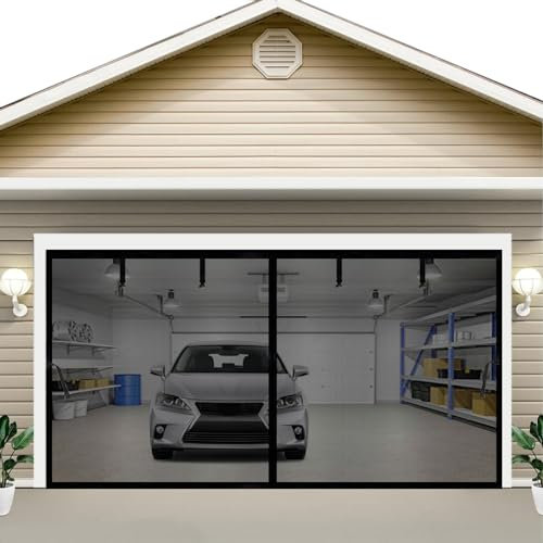 Magnetische Garagen-Fliegengittertür für 1 Auto, 3,9 x 2,7 m, freihändig, strapazierfähig, kinderfreundlich, selbstdichtende Fiberglas-Türabdeckung, einziehbar, einfache Montage und Durchführung (3,5