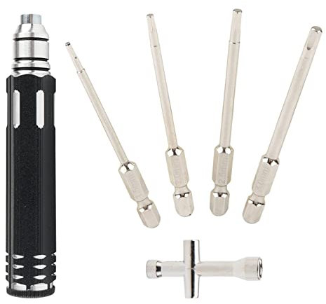 Rchobbytop 4 In 1 Hex Screwdriver Kit & Mini 4-Way Cross Wrench, Hard Steel 1.5mm 2.0mm 2.5mm 3.0mm Allen Screw Driver Bits Repair Tools Sets