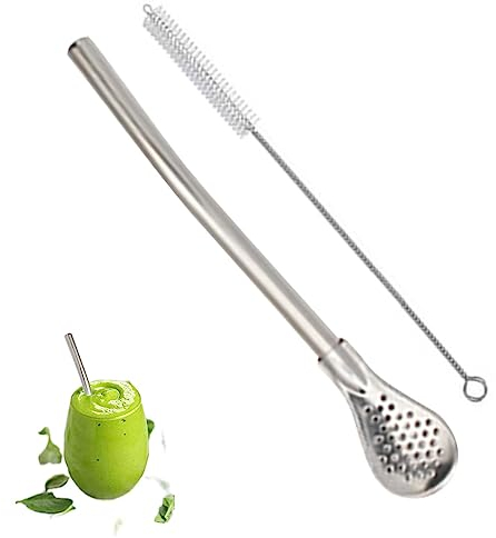 5 Set Cucchiaio di Paglia Filtrante, Filtro per Bere Cannucce Filtro Agitatore, Cannuccia per Cucchiaio Filtrata Portatile Sicura Multifunzionale per Zuppa di caffè per Bevande A Foglia Sfusa