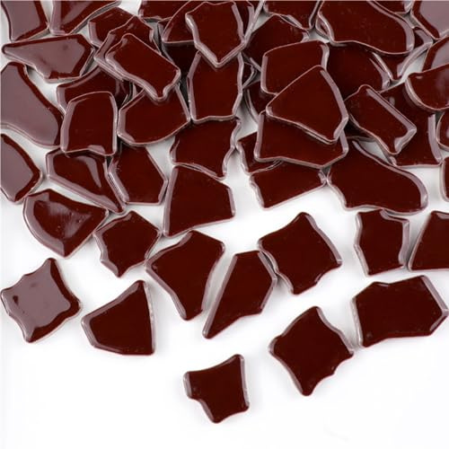 BTMIEY Unregelmäßige Keramik-Mosaikfliesen, 500 g, 2–4 cm, Mosaiksteine für DIY-Mosaikherstellung, Handwerk, Hobby, Kunst, Heimdekoration (Kaffee)