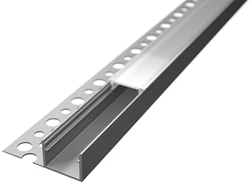 3 x 2 m profilo di finitura per piastrelle in alluminio Z-3713 con copertura opale opaco per strisce LED da incollare 6 m (guida + copertura T)