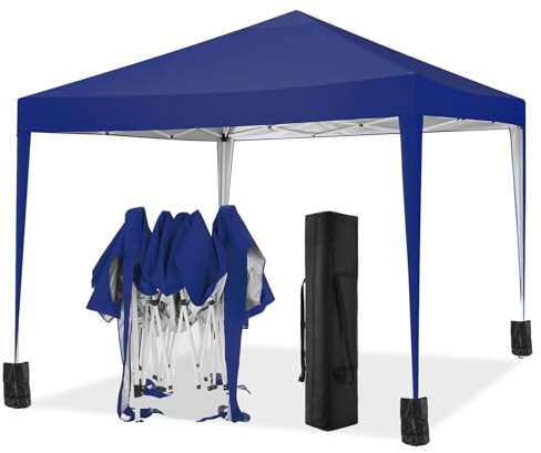 COBIZI Pavillon 3x3m Wasserdicht Stabil Faltpavillon Pop up Gartenpavillon Partyzelt Bierzelt Faltbar Gartenzelt mit 4 Sandsack, Höhenverstellbar, Navy Blau