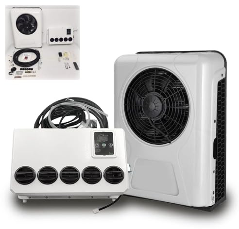 Aire Acondicionado Eléctrico Para Techo De Caravana 24V, RV Aire Acondicionado Aparcamiento Ultra-Delgado,Funcionamiento De 8 Horas, Para Autocaravanas, Camiones, VehíCulos AgríColas(Blanco)