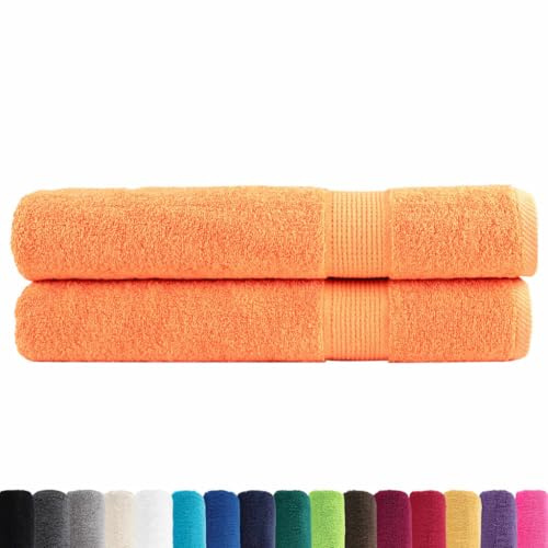 vidaXL Premium handdukar 2 st orange 100x200 cm 600 gsm 100% bomull, handduk på stranden, strandhandduk, stor badlakan, badlakan, gästhandduk
