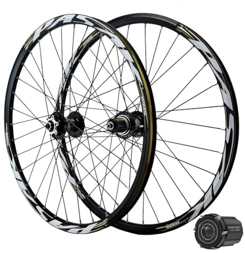 LPYDWZ MTB Radsatz 26/27,5/29 Zoll Aluminiumlegierung Doppelwandfelge Hybrid/Vorder und Hinterrad Fahrradrad 32 Loch for 7-12 Gang-Kassettenschwungrad Scheibenbremse(Black,24 INCH)