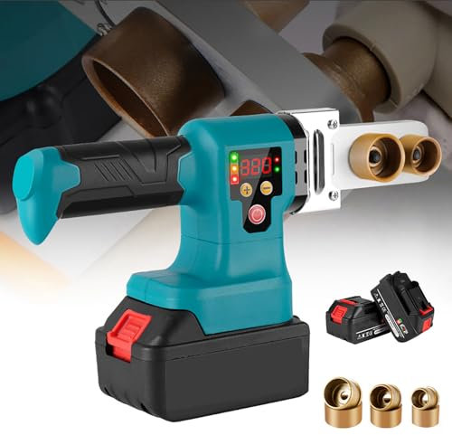 Kit saldatore portatile senza fili per fusioni – Saldatrice ricaricabile per tubi Ppr con tubo in plastica, saldatrice da stiro, 3 teste e batterie al litio a sgancio rapido