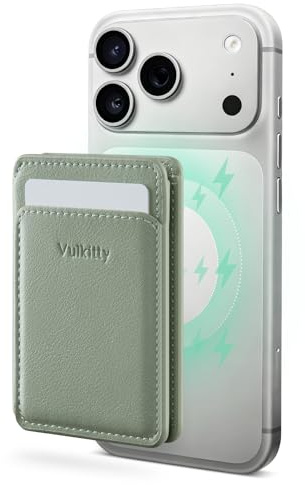 Vulkitty Magnetisk Wallet RFID-blockerande läder 3-kortshållare Magnetisk Plånbok med ID-fönster för iPhone 16/15/14/13/12-serien, med Sedelfack och Snäpplås