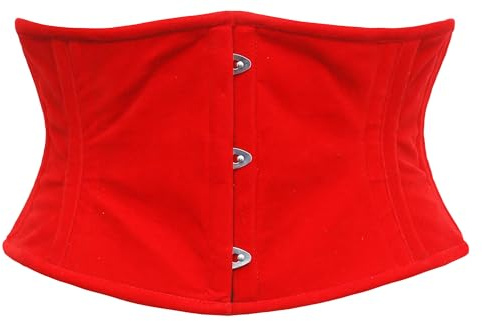 Dewans Steel Boned Underbust Waspie Cincher Heavy Duty Waist Training Corset for Women (UK, Alpha, XS, Regular, Regular, Red Velvet)