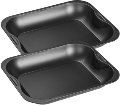 Zenker 9345050 Lot de 2 Plats à four rectangle, petit plat à four, plat à gratin, Acier, Noir, 28 x 23 x 4 cm