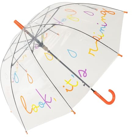 Fisura – Parapluie transparent enfant “look, it’s raining” multicolore. Parapluie cloche avec ouverture automatique. Idée cadeau pour enfants. Diamètre : 67,5 cm.