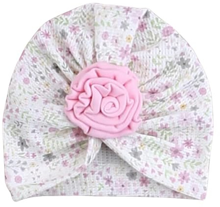 Generisch Baby Turban Mütze aus 100% Baumwolle mit Blumenapplikation – Weiche Neugeborenen Mütze für Mädchen – Oeko-TEX® Standard 100 – Atmungsaktiv & hautfreundlich