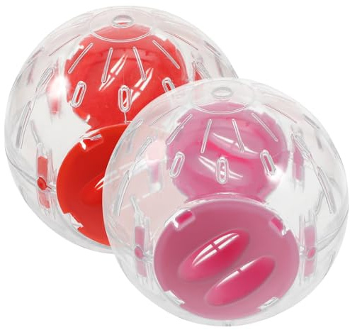 PENIKOKO 2 Piezas Bola de Ejercicio Transparente para Hámsters Enanos y Pequeñas Mascotas Seguro y Rosa y Naranja para Diversión y Actividad Física