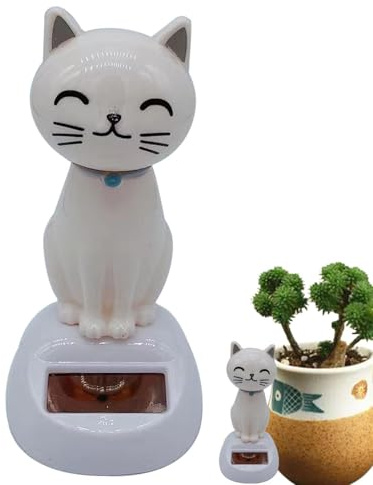 Giocattolo da tavolo – 7 cm autentico gatto bobble a energia solare per la | decorazione 'auto, figura di oscillazione animata con funzione di movimento, giocattolo da ballo