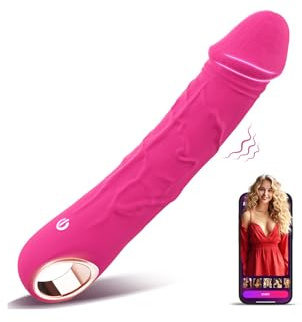 Lolitree Realistic Wand Vibrator, Flexible Deep-Rabbde Vibabrator with Ring Grip, Liquid Silicone Women Sex Toys 10 Adjustable Powerful Vibrating G Spot Clitoral Stimulator, Silent Wand Vibrators