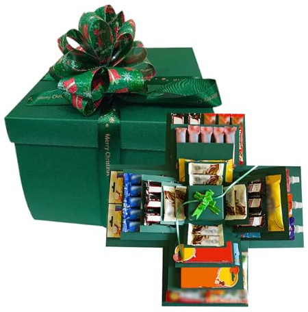 Scatola Regalo Creativa a 5 Strati, Scatola Snack con Nastro e Nastro Biadesivo, Scatola Sorpresa Fai Da Te per Compleanni, San Valentino, Matrimoni, Anniversari (verde)