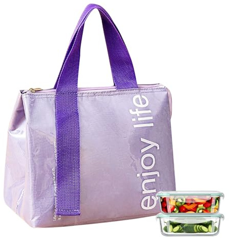 KASESSS Bolsa Termica Porta Alimentos, Bolsa Comida Trabajo, Impermeable Lunch Bag, Pequeña Lonchera de Trabajo, Bolsas Almuerzo para Picnic, Bolsas Nevera Pequeña, Oficina, Escuela, Púrpura