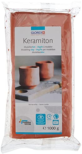 GLOREX 6 1780 707 - Keramiton, terracotta, ca. 1000 g, gebrauchsfertige Modelliermasse, lufthärtend oder brennbar, geruchlos beim brennen, hergestellt auf natürlicher Basis