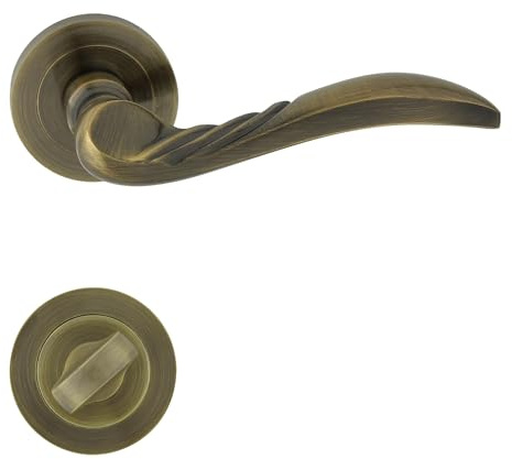 domino Türgriff Drückergarnitur WC -Badezimmer Set Rund-Rosette Türklinke für Bürotür, Kellertür & Innentür Türbeschläge aus Aluminium Bronze Türdrückergarnitur PETRA-R M3