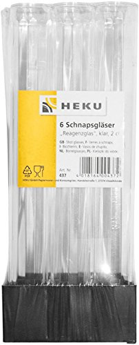 Schnapsgläser Reagenzglas, klar, 2cl, 6 Stk. Kunststoff