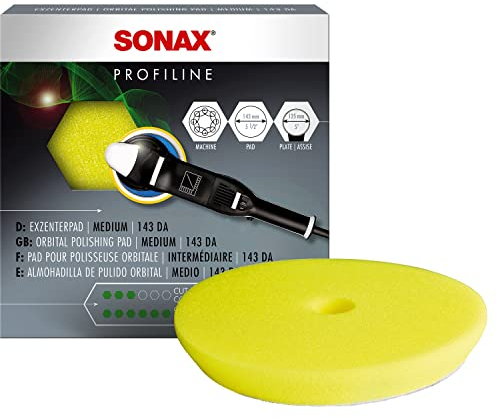 SONAX ExzenterPad medium 143 DA (1 Stück) weicher, offenporiger Schwamm zum maschinellen Polieren von Lacken mit Exzentermaschinen | Art-Nr. 04933410