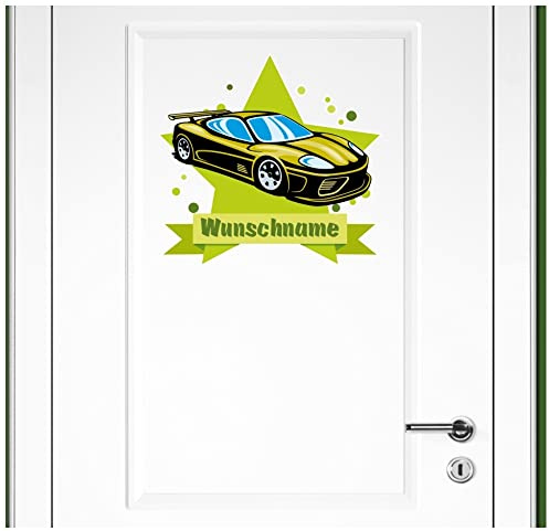 Samunshi® Cooles Auto Wandtattoo Türschild mit Name personalisierbar Kinderzimmer Türaufkleber Baby Wandaufkleber - 40x35cm mehrfarbig