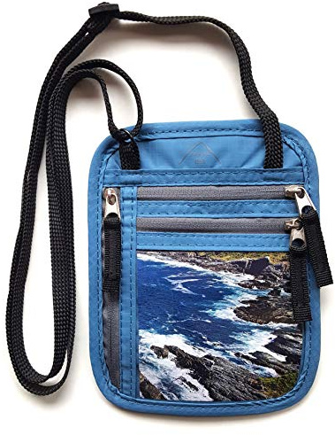 everest1953 Brustbeutel PUMORI RFID Blocker Reisepasshülle Tasche Brusttasche wasserabweisend blau