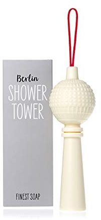 Berlin Showertower Seife - Berliner Fernsehturm als Seife an der Kordel Dusche Geschenk Bad, 150 g