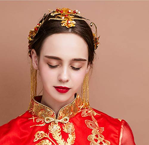 Tiara Haarschmuck Brautschmuck Chinesische Phönixkrone Frauenkopfblume Gewickeltes Haar Ästhetisch Einfach Edles Gold Zart Eleganz Heilig Kleid Zubehör Anzüge
