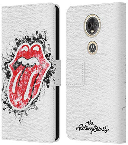 Head Case Designs Officially Licensed The Rolling Stones Distressed Look Tongue Licks Collection Leather Wallet Case Compatible with Motorola Moto E5 Plus
