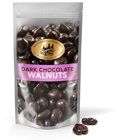 Superior Nut Chicago Dark Chocolate Covered Walnuts - Gourmet Crunchy Walnuts, Rich Omega-3s & Antioxidants - Resealable 2 lb Bag