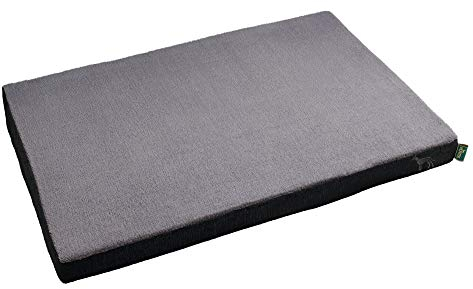 HUNTER TIRANO Orthopädische/Ergonomische Hundematte mit Memoryschaum-Matte, Liegefläche mit wärmenden Plüschbesatz, Kann eine gelenk- und rückenschonende Haltung unterstützen, Farbe: schwarz, Größe M