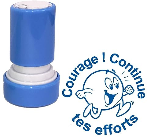 Courage ! Continue tes efforts Tampon Encreur Enseignant - Bleu 22mm, Re-éncrable