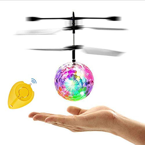Amasawa Fliegender Ball Kinder Spielzeug, RC Fliegender Ball, mit Fernbedienung,Leuchtenden Bunten LED Lichtern und induktiver Steuerung für Mädchen Erwachsene Jungenspielzeug