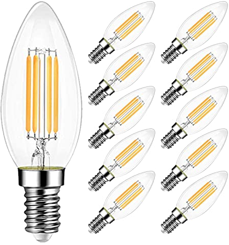 EXTRASTAR Filamento LED E14, 6W 2700K Luce calda Stile Vintage, Non Dimmerabile, Confezione da 10 Pezzi