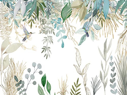 Wesmilewallpaper Papier Peint Panoramique 3D Plantes Tropicales Feuilles Fond De Fleurs Et D'Oiseaux Tapisserie Murales Papiers Peints Intissé Poster Mural 300X210Cm